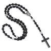 Fekete lávaköves rózsafüzéres férfi nyaklánc