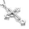 Ezüst dupla retegű strasszköves férfi kereszt nyaklánc