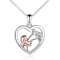 Lány és ló a szívben nyaklánc
