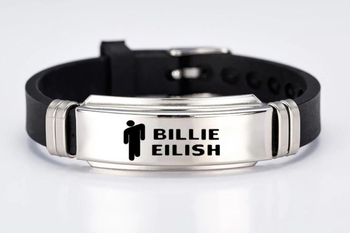 Billie Eilish logós fekete szilikon karkötő
