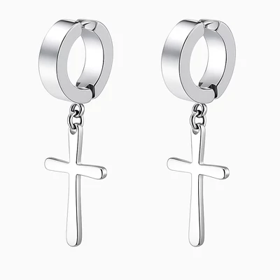 Acél kereszt fülbevaló