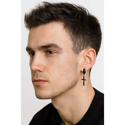 Acél kereszt fülbevaló