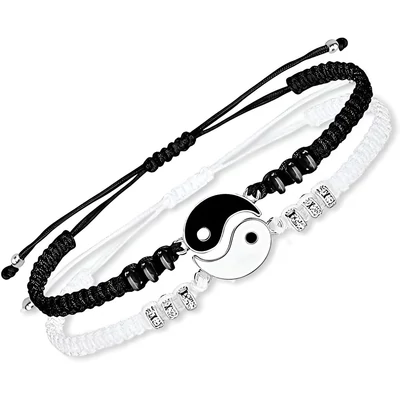 Jin-jang páros karkötő fekete és fehér gyöngyökkel