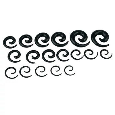 Fekete spirál fültágító szett 