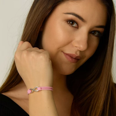 Rózsaszín bőr végtelen jeles karkötő