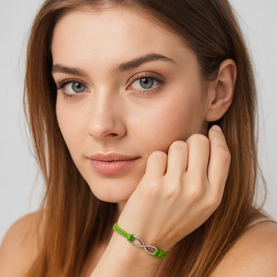 Zöld bőr végtelen jeles karkötő