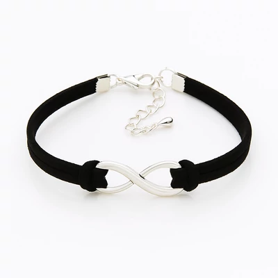 Fekete bőr végtelen jeles karkötő