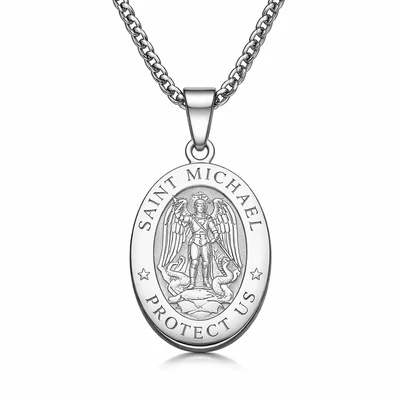 Acél Szent Mihály védelmező nyaklánc