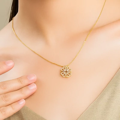 Strasszköves kihajtható lóherés nyaklánc