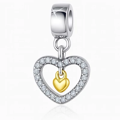 Dupla szíves Pandora stílusú medál
