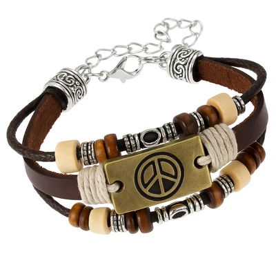 Uniszex Peace bőr karkötő