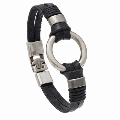 Kör medálos bőr karkötő