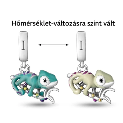 Ezüstözött színváltós kaméleon Pandora kompatibilis charm