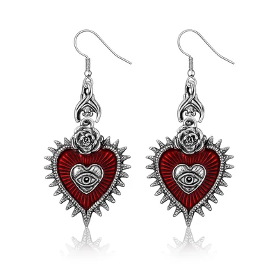 Zománcozott szíves fülbevaló