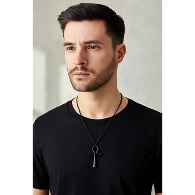 Fekete Ankh kereszt nyaklánc