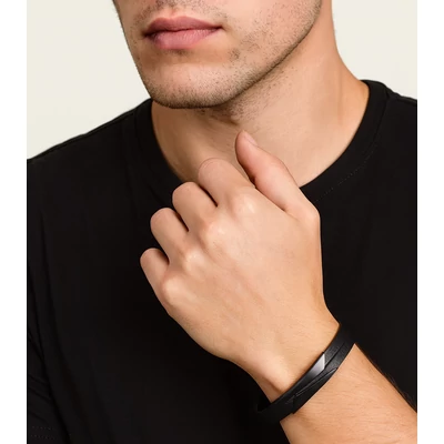 Acél fekete fémlapos férfi karkötő