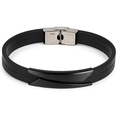 Acél fekete fémlapos férfi karkötő