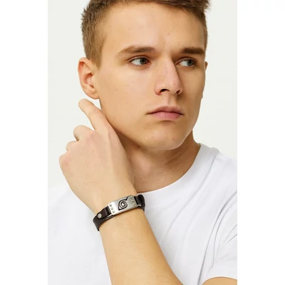 Fémlapos bőr Naruto karkötő