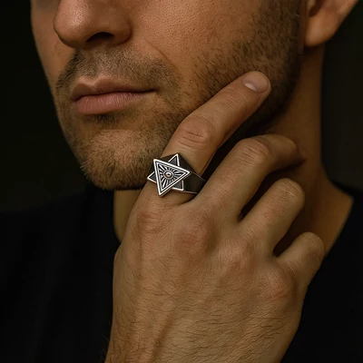 Acél szabadkőműves gyűrű