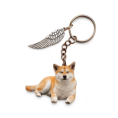 Akril malamut kulcstartó angyalszárnnyal