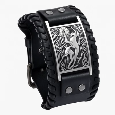 Viking férfi bőr karkötő állatmotívummal