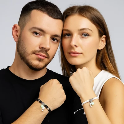 Világító cicás páros karkötő