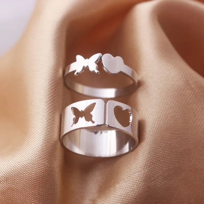 Szíves pillangós páros gyűrű
