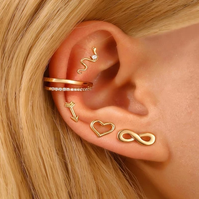 Szimbólumos arany fülbevaló szett