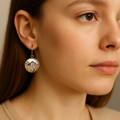 Miniházas fülbevaló