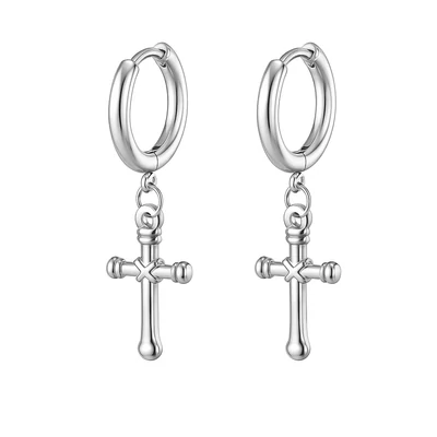 Acél kereszt fülbevaló