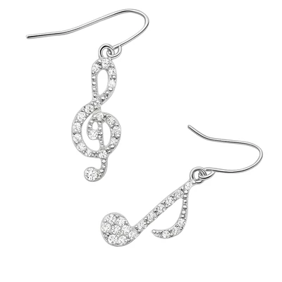 Strasszos violinkulcs és hangjegy fülbevaló