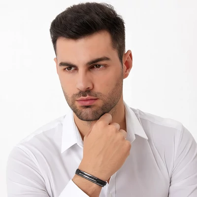 Fekete-szürke acél karkötő