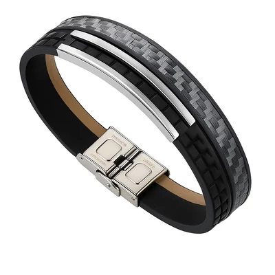 Fekete-szürke acél karkötő