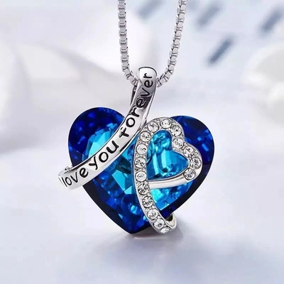 Kék kristályos &amp;quot;Örökké szeretlek&amp;quot; nyaklánc