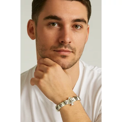 Koponyás férfi motoros bőr karkötő