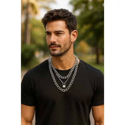 Háromsoros lakatos punk nyaklánc