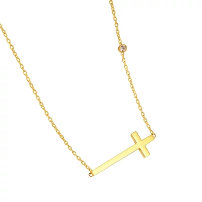 Aranyozott acél fekvő keresztes nyaklánc