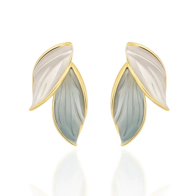 Kék-fehér leveles fülbevaló