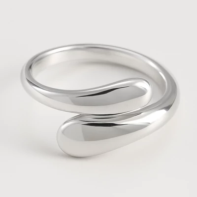 Ezüst csepp formájú állítható acél gyűrű
