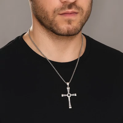 Acél kereszt nyaklánc Halálos Iramban stílusban