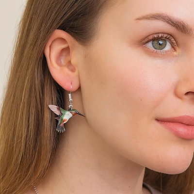 Akril kolibri fülbevaló