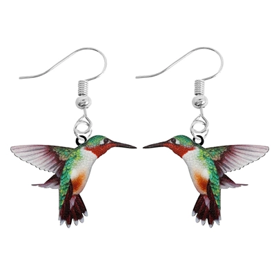 Akril kolibri fülbevaló