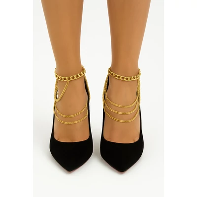 Arany színű cipőlánc magassarkúra