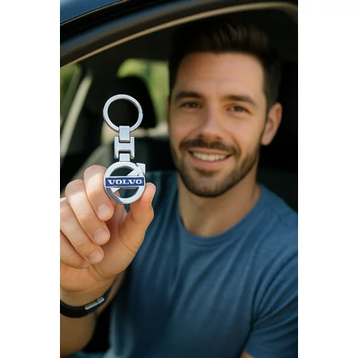Volvo kulcstartó ezüst-kék színben