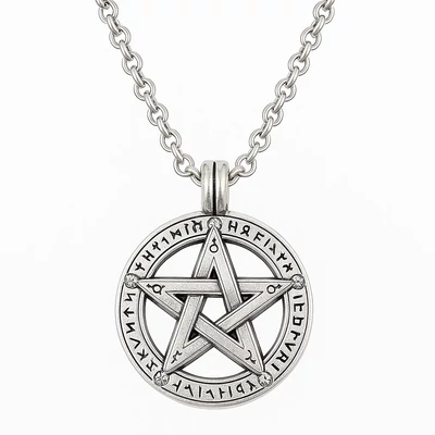 Ezüst színű Odaát pentagram nyaklánc