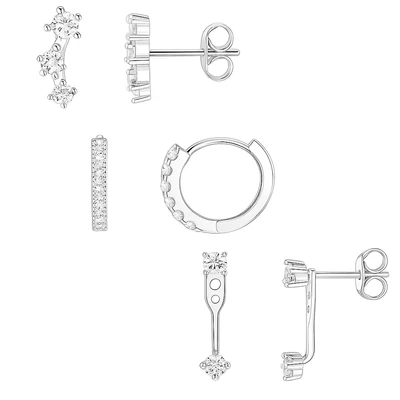 Háromrészes ezüstözött fülbevaló szett