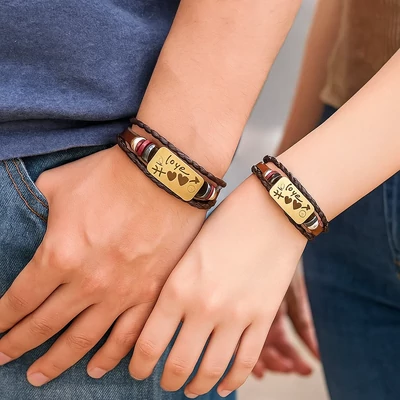 Páros LOVE bőr karkötő