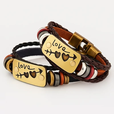 Páros LOVE bőr karkötő