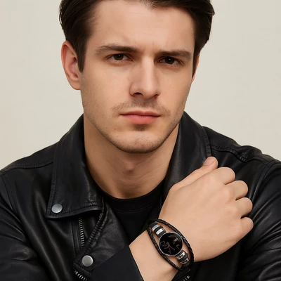 Bőr Queen karkötő