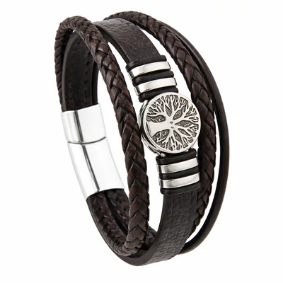 Bőr életfa karkötő